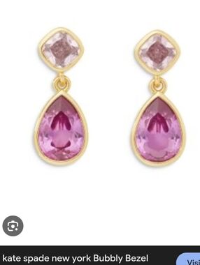 NWT Kate Spade Bubbly Bezel Drop Earrings - Pink